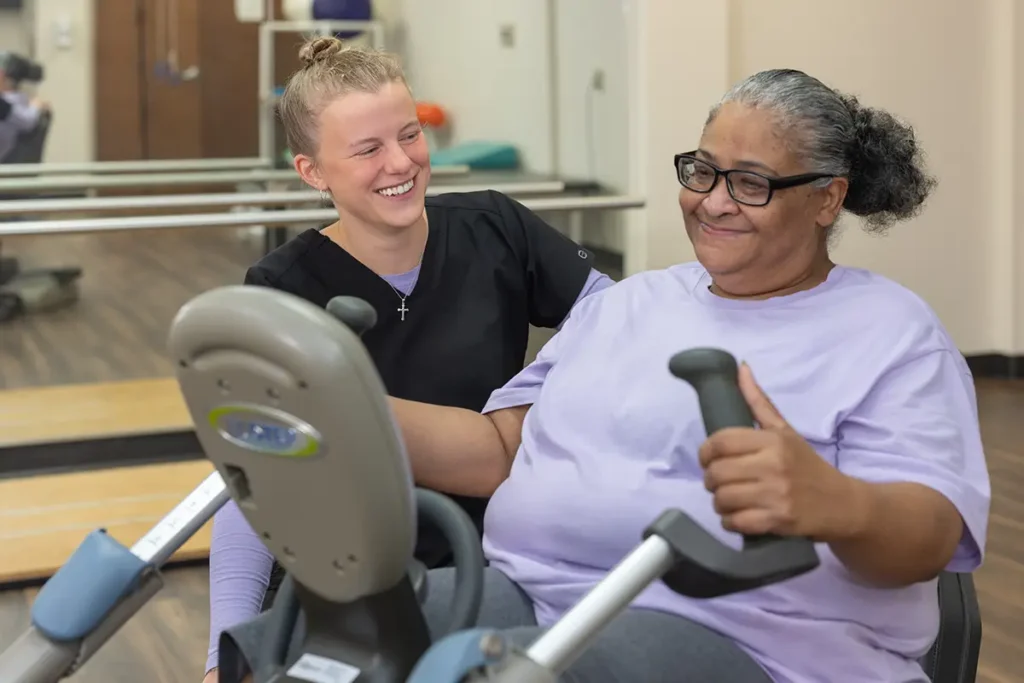 A resident doing physical therapy at Park Meadows